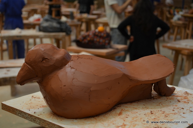 Denis Bourion - Sculpture oiseau - Terre cuite
